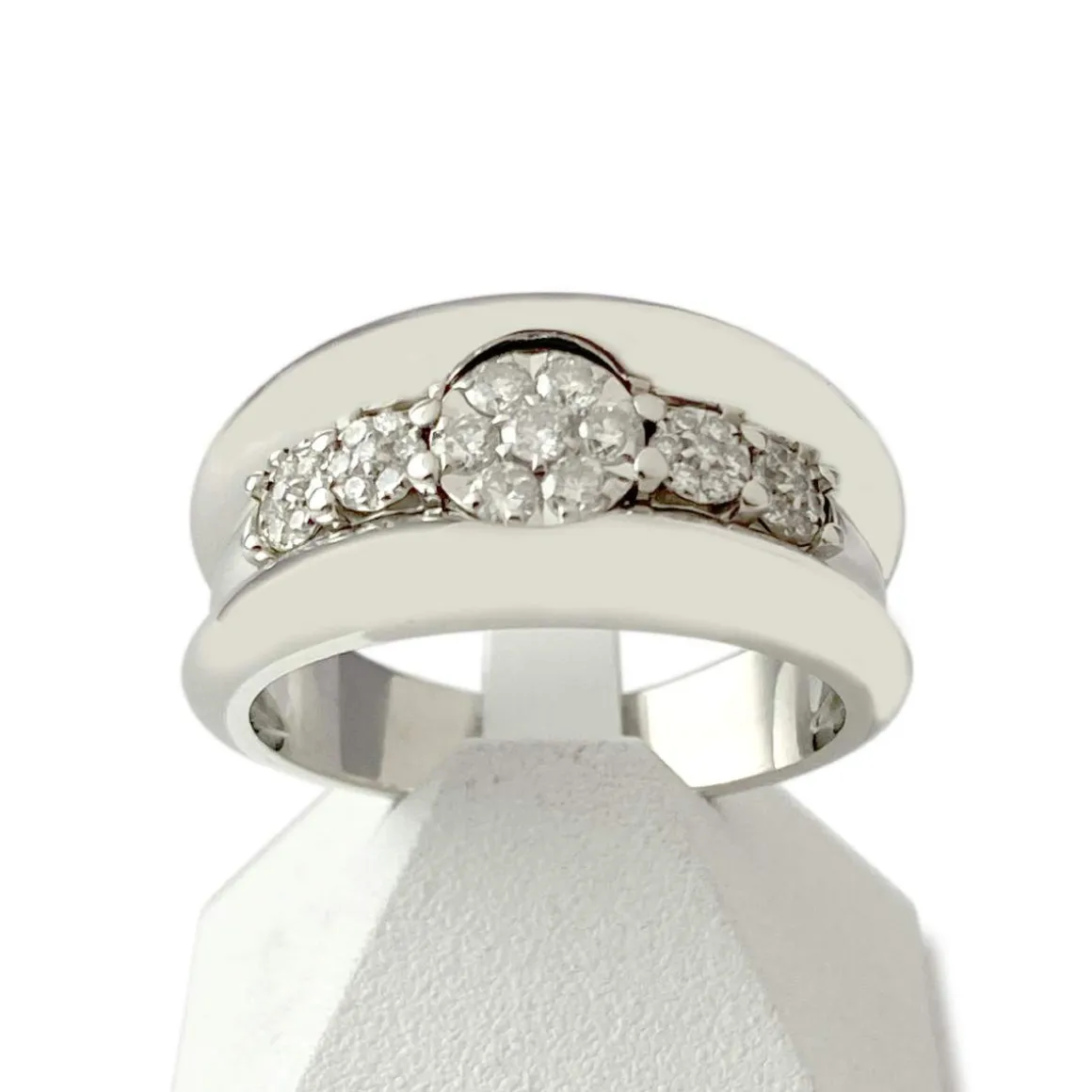 Bague d'occasion or 585 blanc diamants