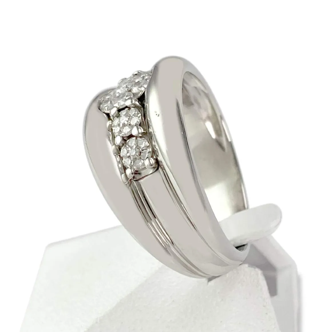 Bague d'occasion or 585 blanc diamants