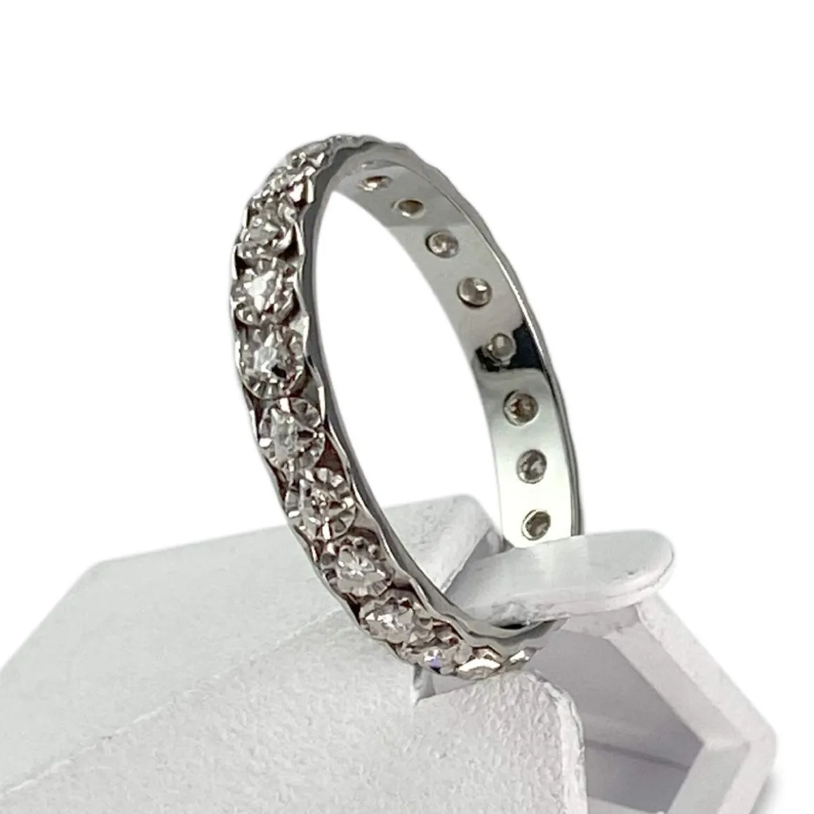 Bague d'occasion or 750 blanc diamants