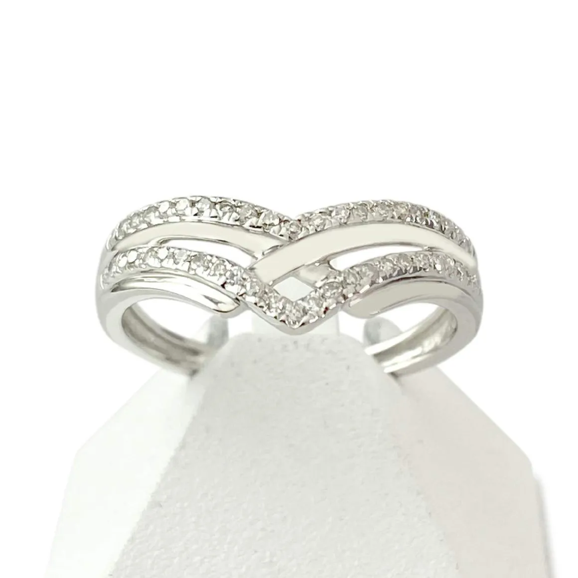 Bague d'occasion or 375 blanc diamants