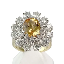 Bague d'occasion or 750 blanc diamants topaze
