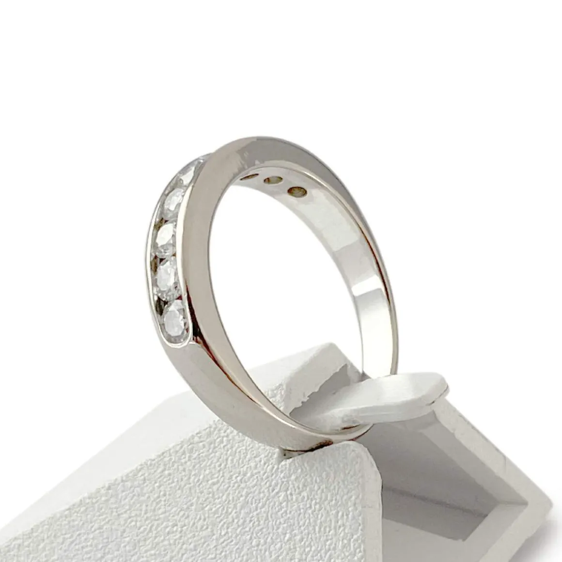Bague d'occasion or 750 blanc diamants