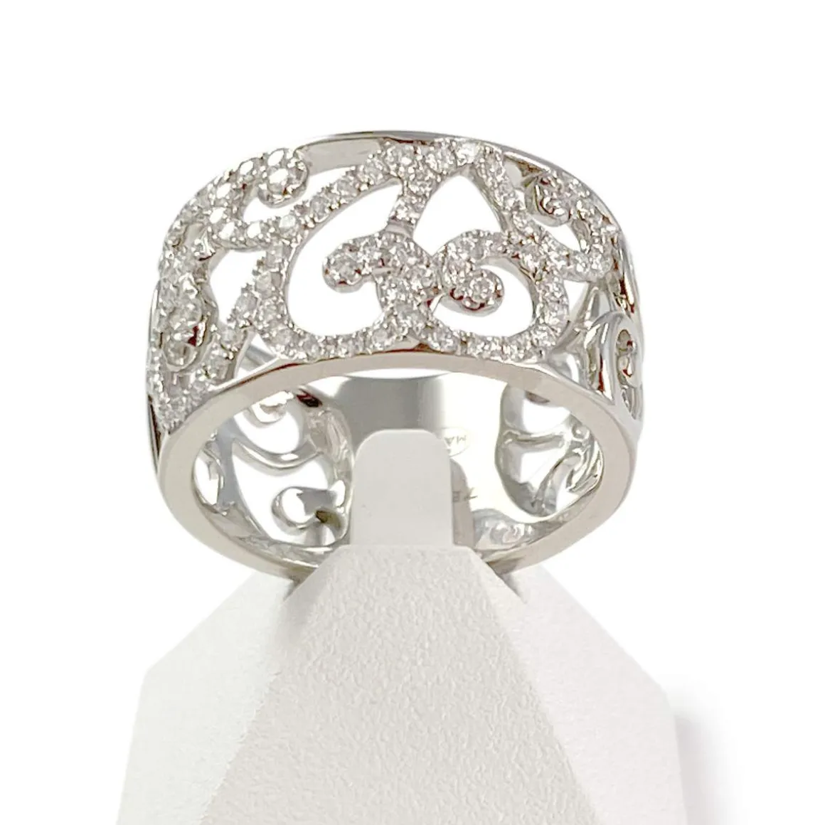 Bague d'occasion or 750 blanc diamant