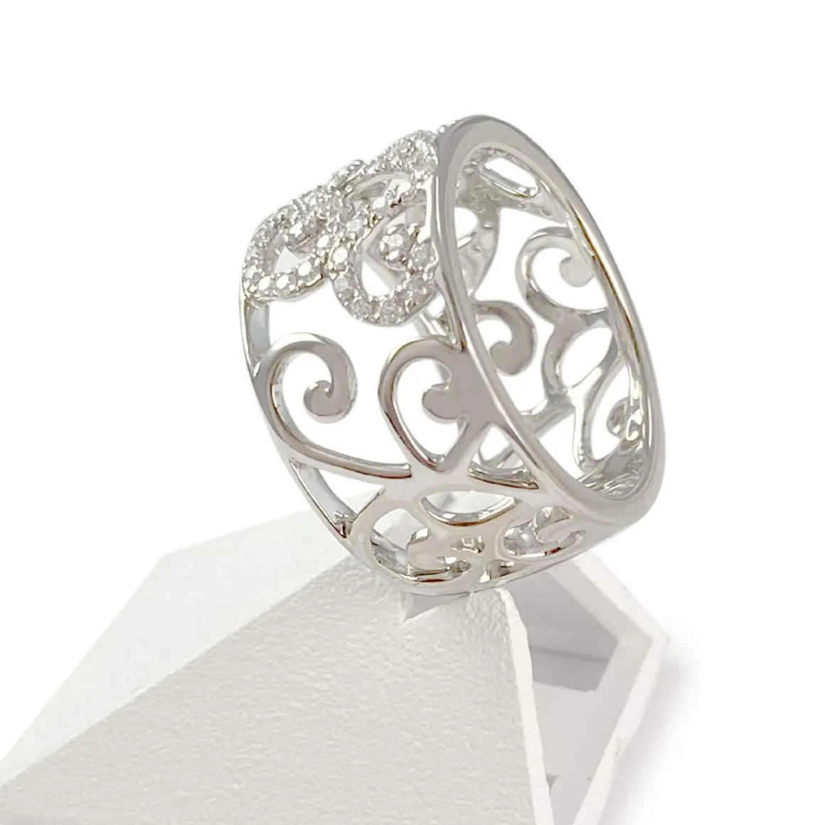 Bague d'occasion or 750 blanc diamant