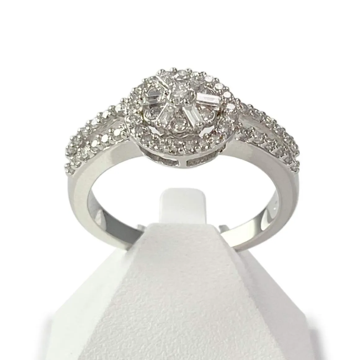 Bague d'occasion or 750 blanc diamant