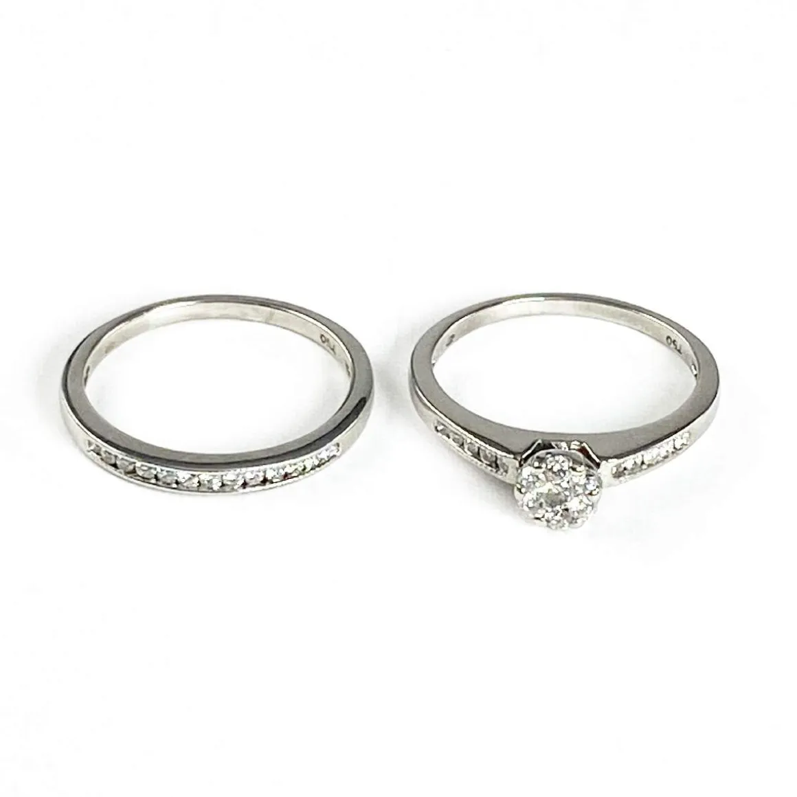 Bague d'occasion or 750 blanc diamants
