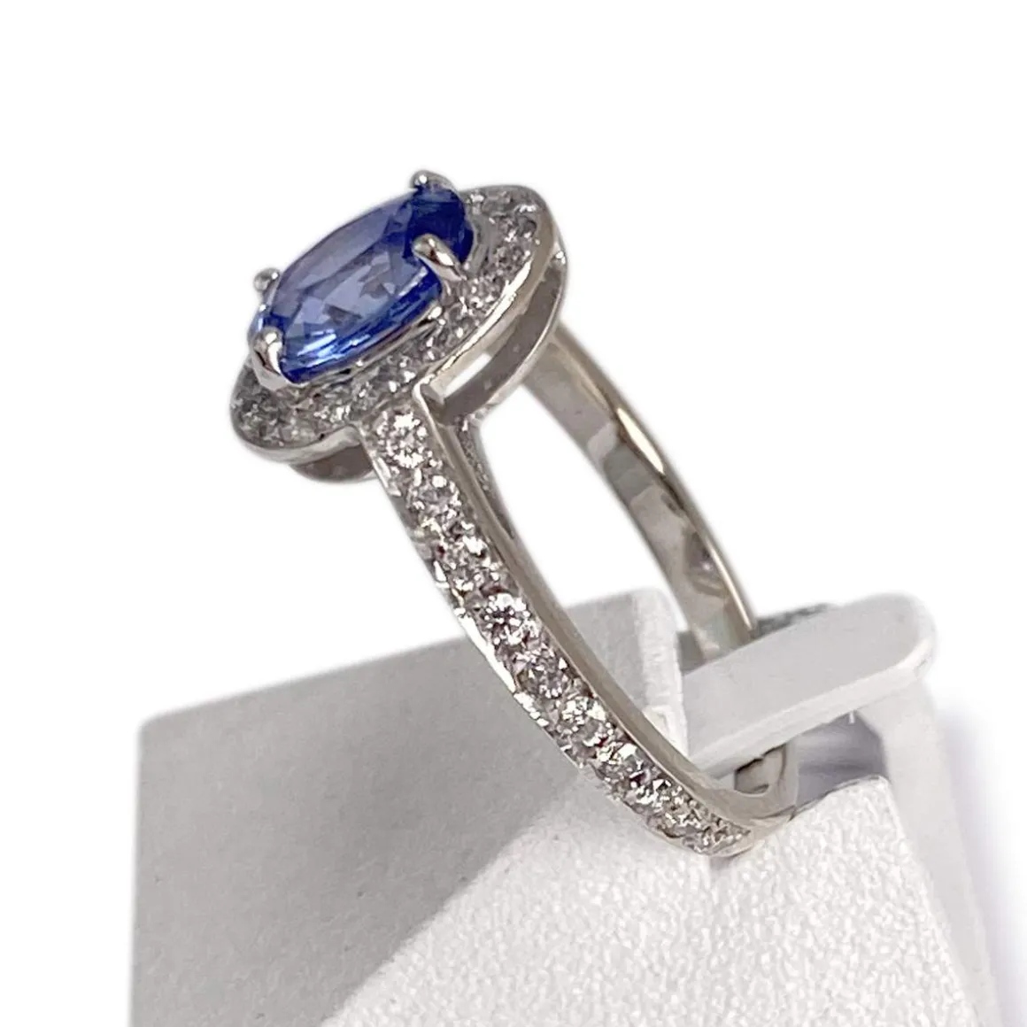 Bague d'occasion or 750 blanc diamant saphir