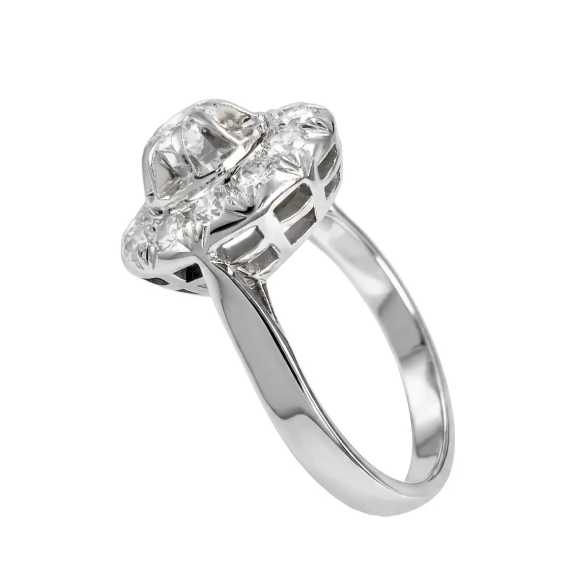 Bague d'occasion or 750 blanc diamant