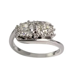 Bague d'occasion or 750 blanc diamants