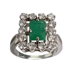 Bague d'occasion or 750 blanc diamant émeraude