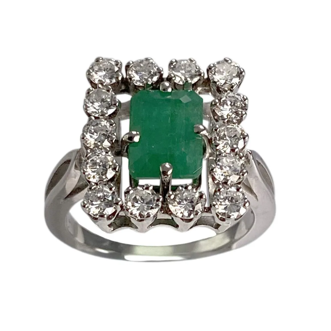 Bague d'occasion or 750 blanc diamant émeraude