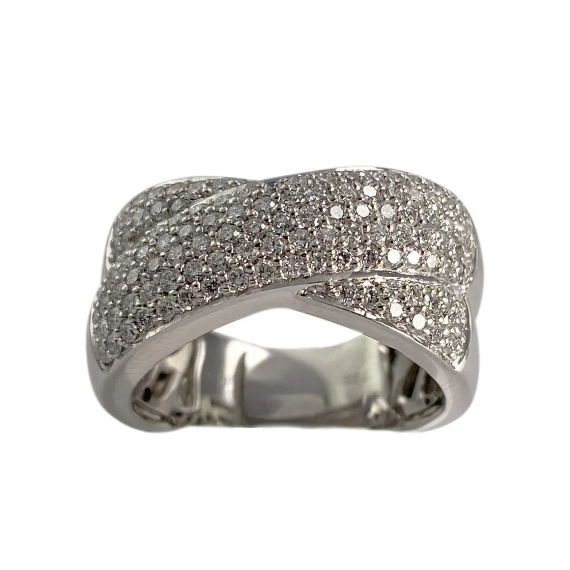Bague d'occasion or 750 blanc diamants
