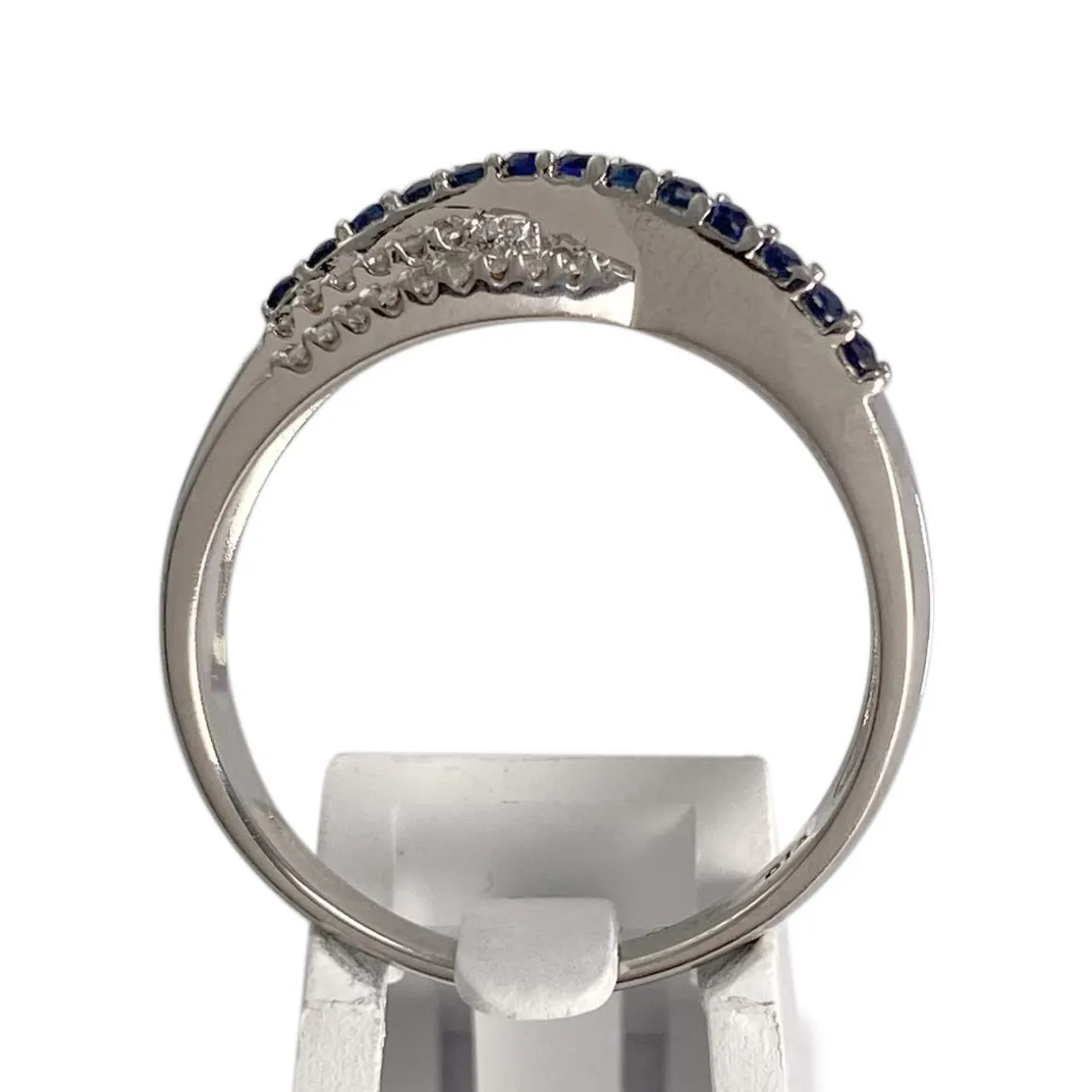 Bague d'occasion or 375 blanc diamants, saphirs