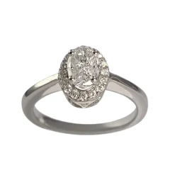 Bague d'occasion or 750 blanc diamants