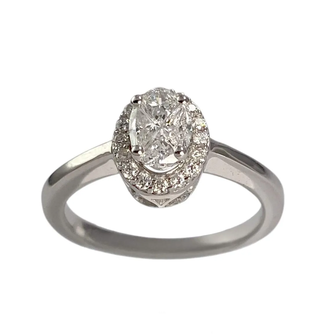 Bague d'occasion or 750 blanc diamants