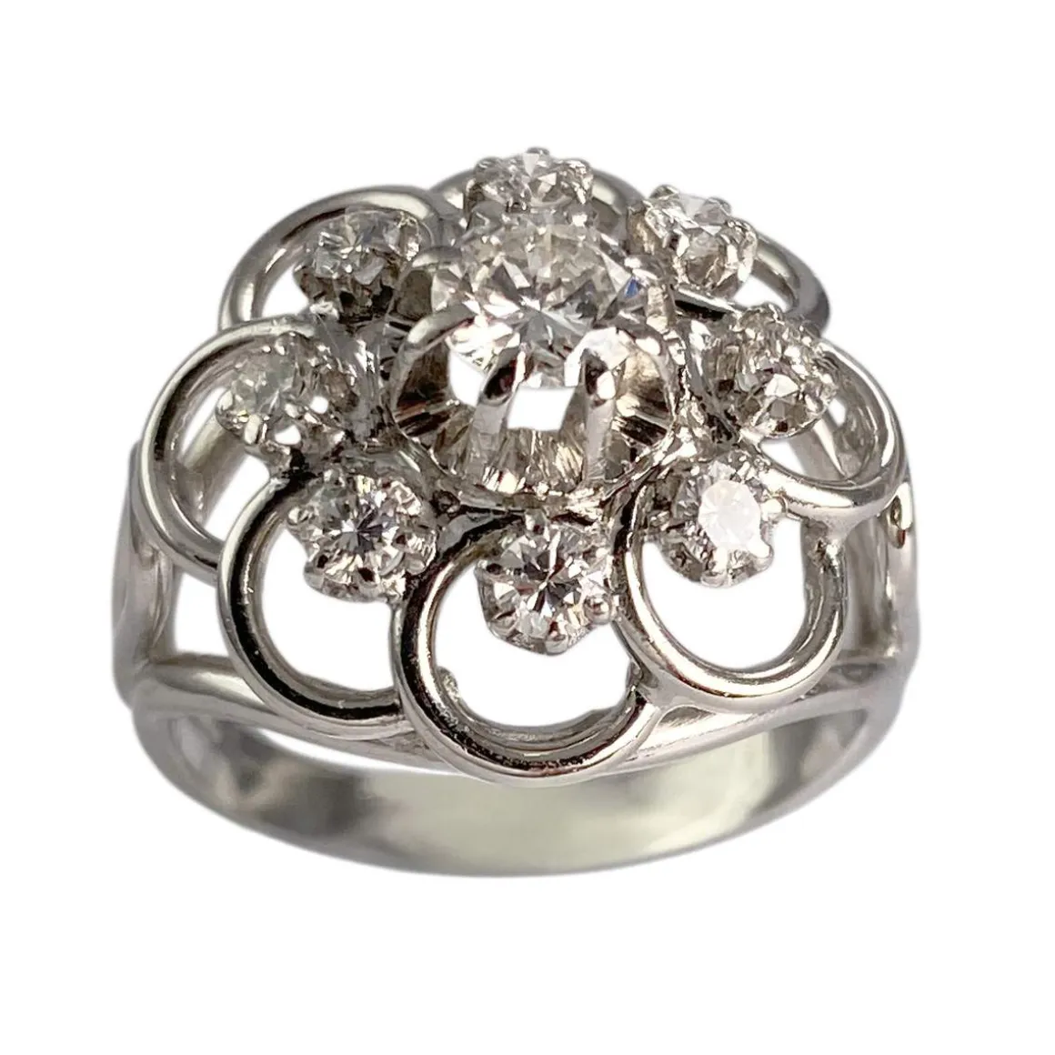 Bague d'occasion or 750 blanc diamants