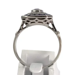 Bague d'occasion or 750 blanc diamants et saphirs