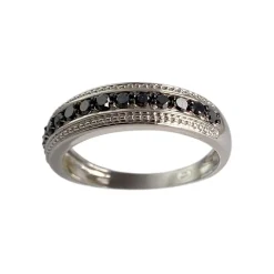 Bague d'occasion or 750 blanc diamants noirs traités