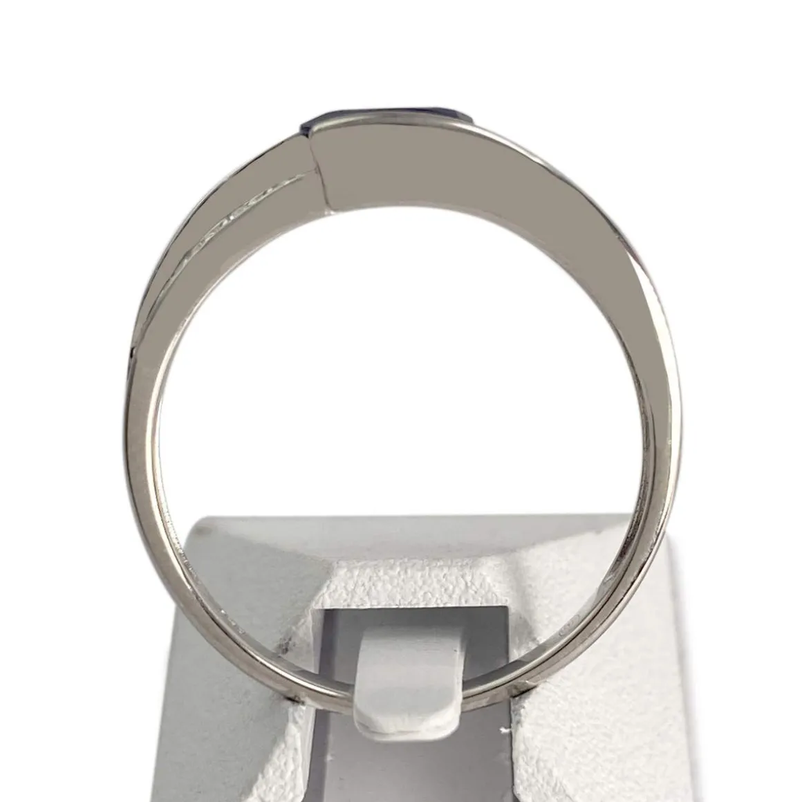 Bague d'occasion or 375 blanc diamants et saphir