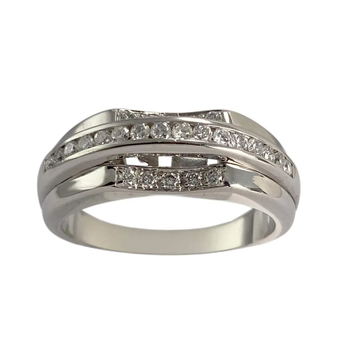 Bague d'occasion or 750 blanc diamants