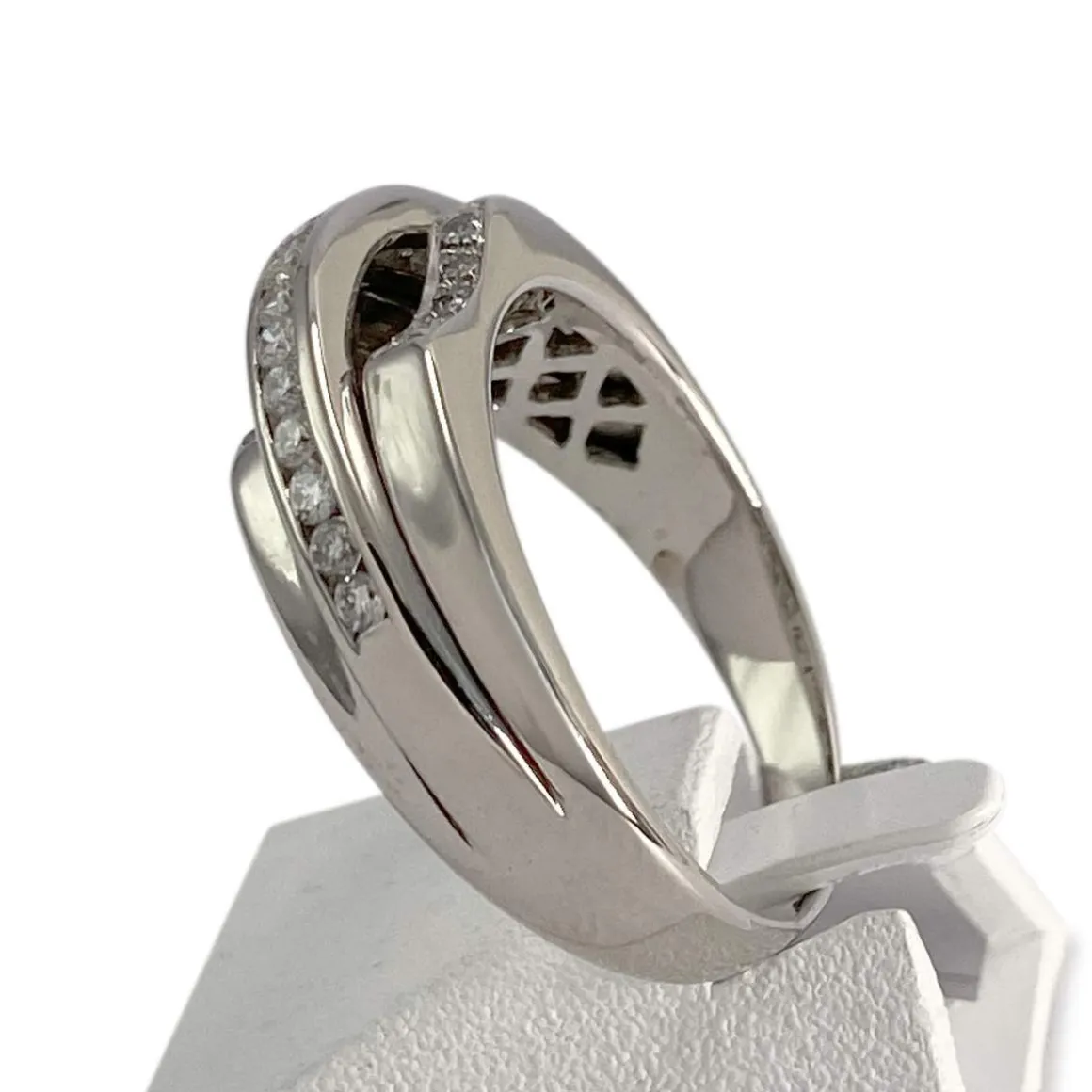 Bague d'occasion or 750 blanc diamants