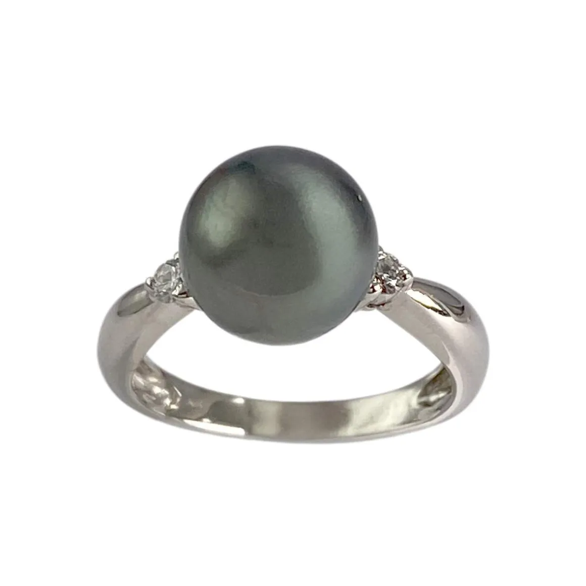 Bague d'occasion or 750 blanc diamant perle de culture