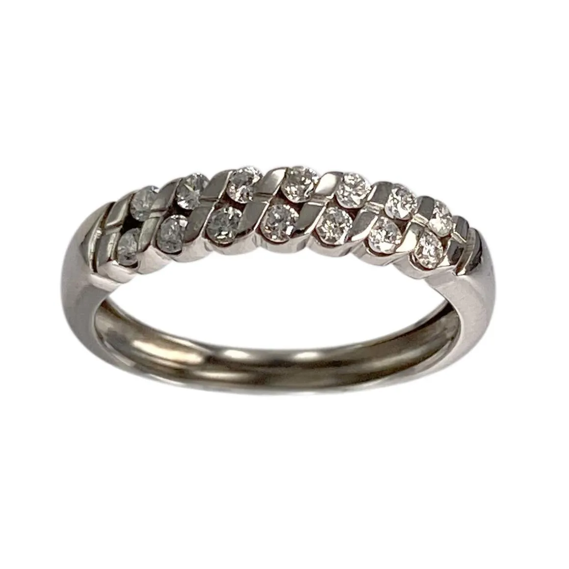 Bague d'occasion or 750 blanc diamant