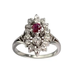 Bague d'occasion or 750 blanc diamant rubis