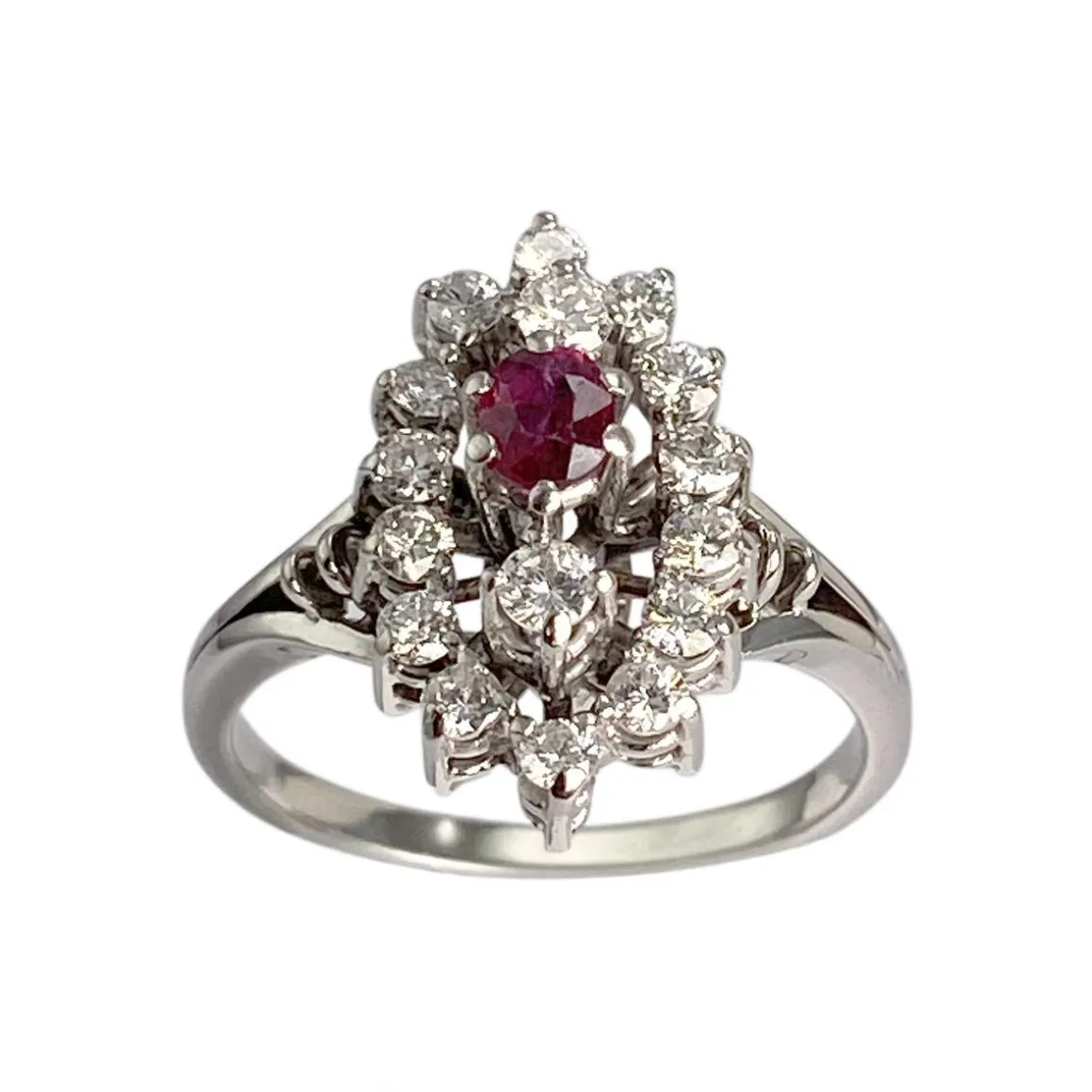 Bague d'occasion or 750 blanc diamant rubis