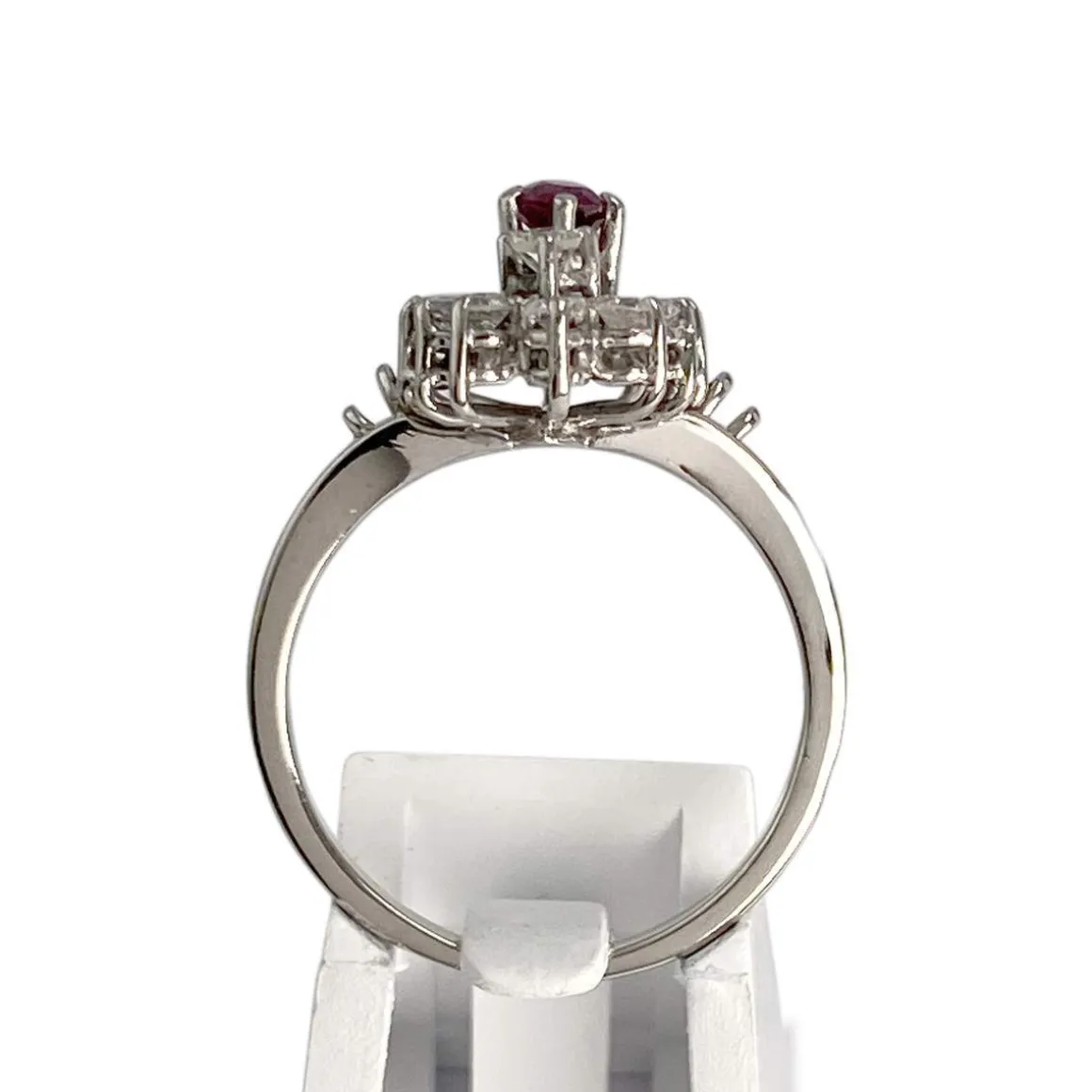 Bague d'occasion or 750 blanc diamant rubis