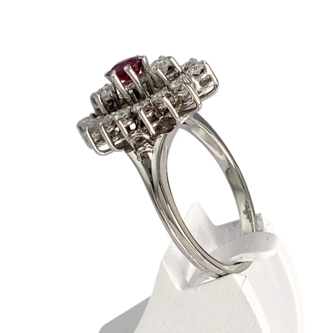 Bague d'occasion or 750 blanc diamant rubis