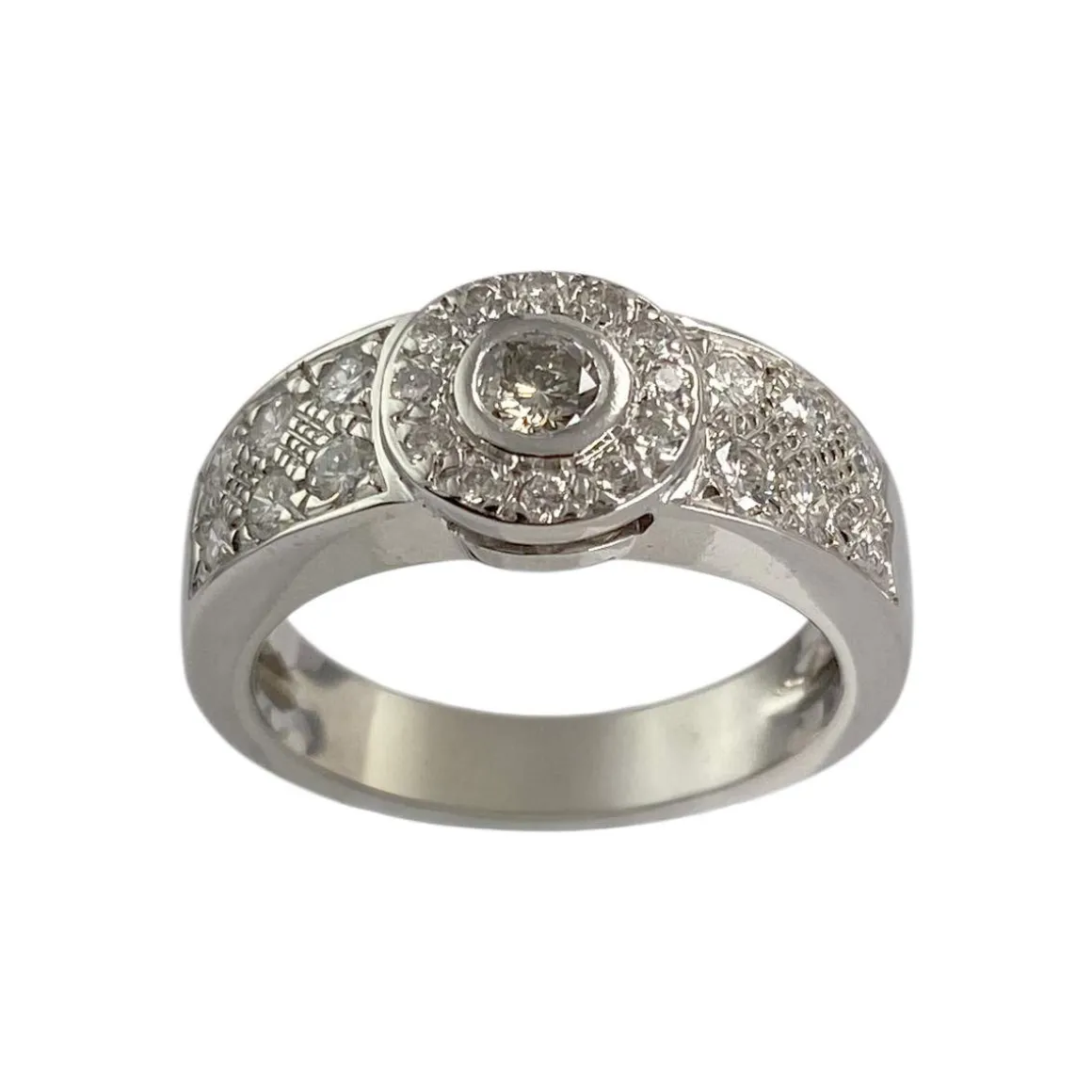 Bague d'occasion or 750 blanc diamants