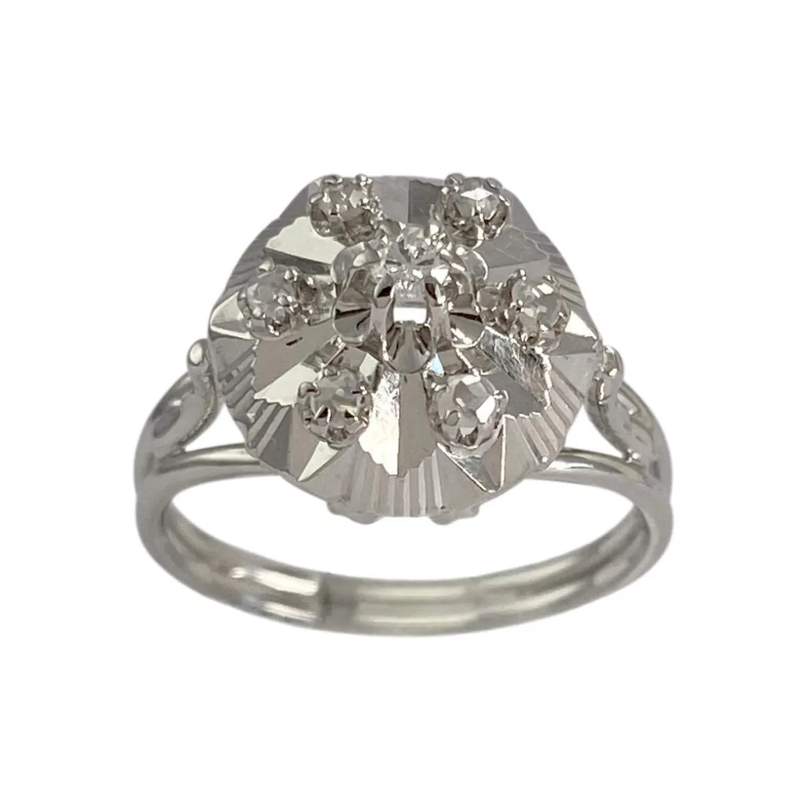 Bague d'occasion or 750 blanc diamants