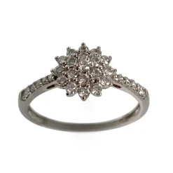 Bague d'occasion or 750 blanc diamants synthetiques