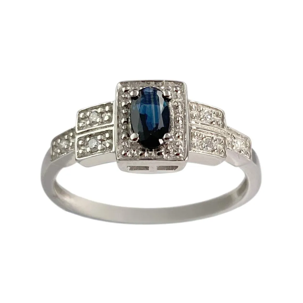 Bague d'occasion or 750 blanc diamant saphir