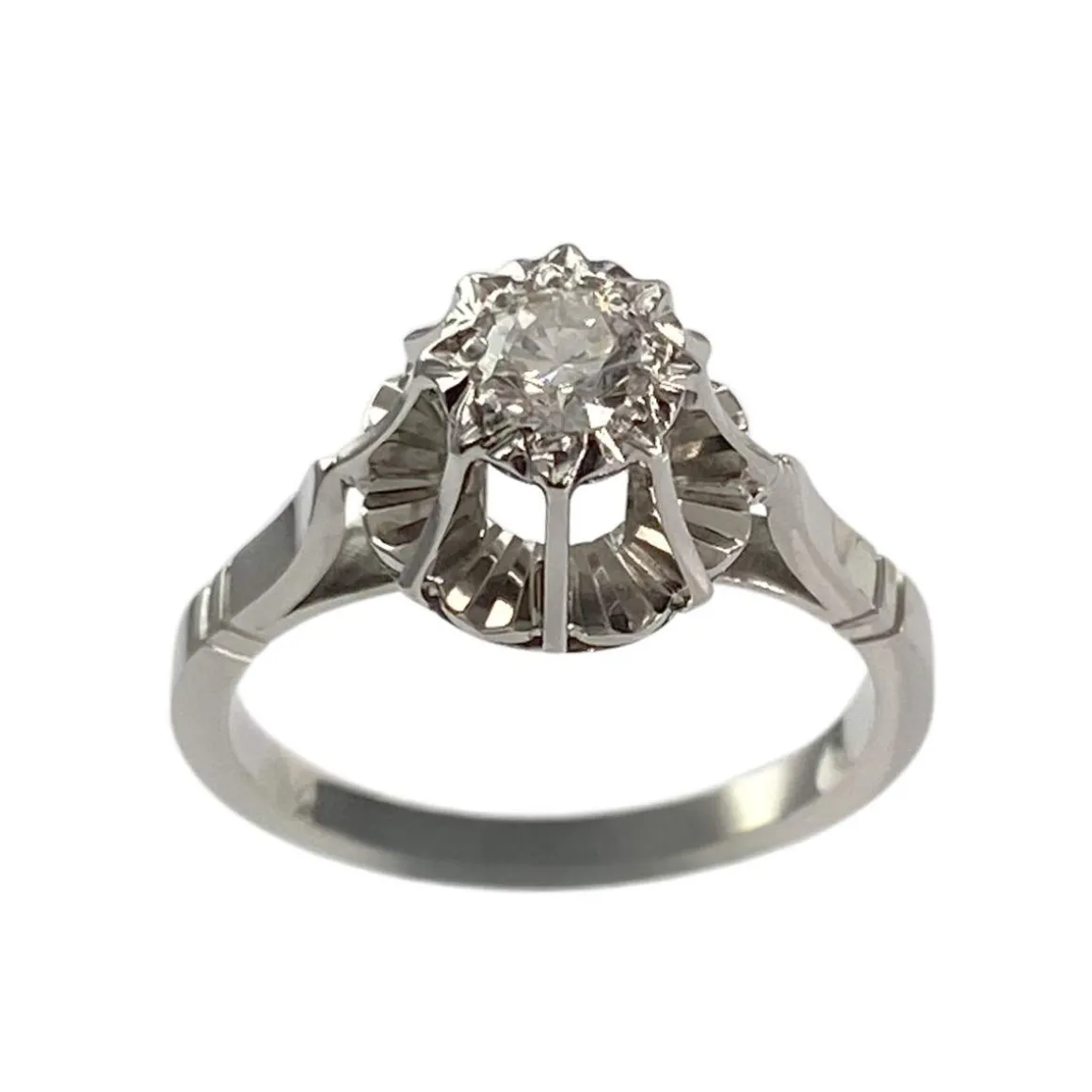 Bague d'occasion or 750 blanc diamant