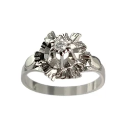 Bague d'occasion or 750 blanc diamant