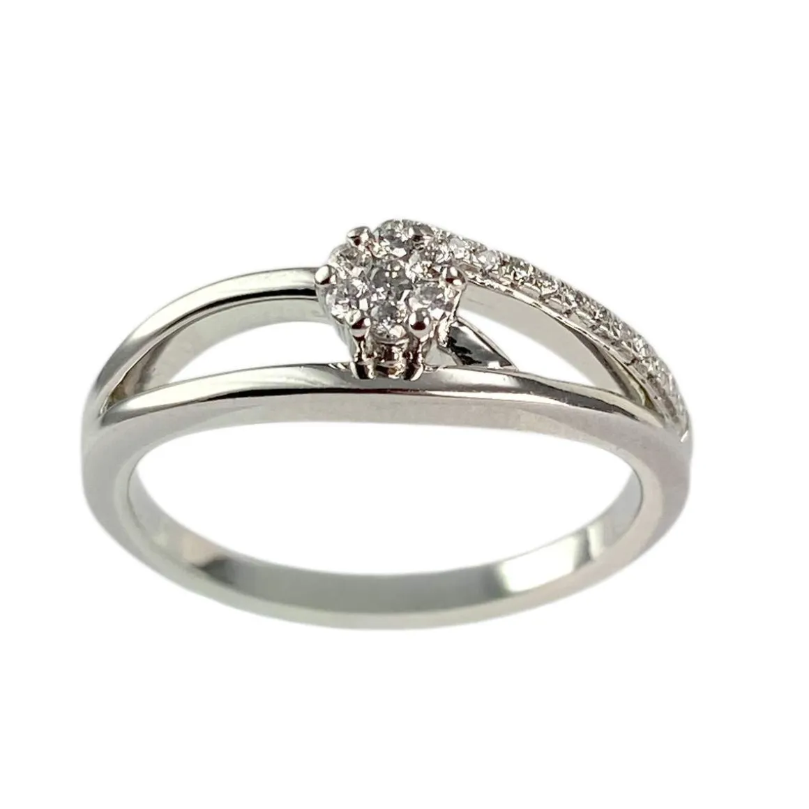 Bague d'occasion or 750 blanc diamant