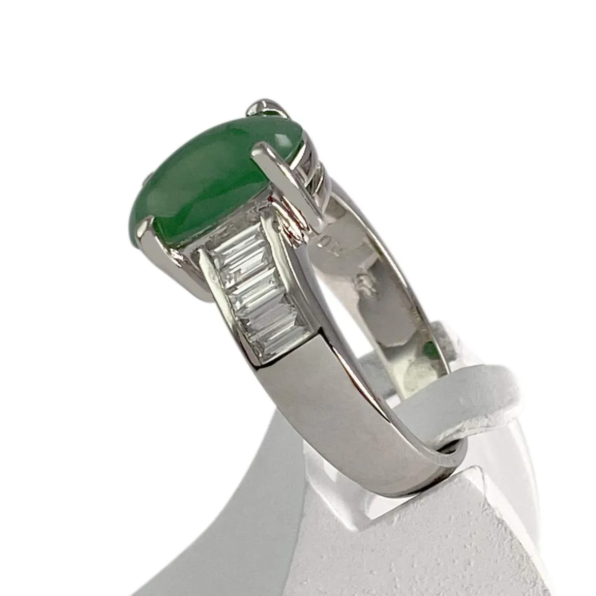 Bague d'occasion or 750 blanc jade et diamants