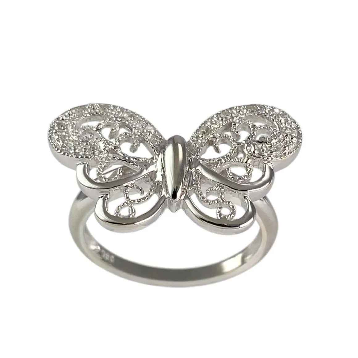 Bague d'occasion or 750 blanc papillon diamant