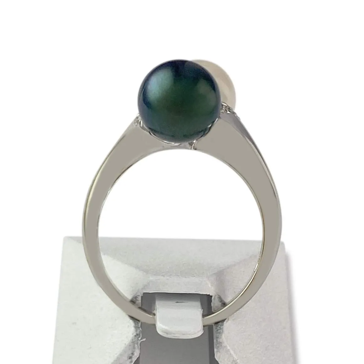 Bague d'occasion or 750 blanc perle de culture de chine perle de culture de chine diamant