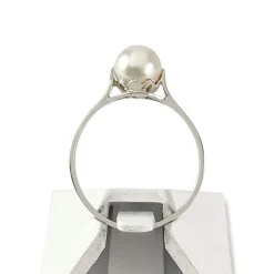 Bague d'occasion or 750 blanc perle de culture