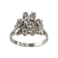 Bague d'occasion or 750 blanc pierres synthétiques