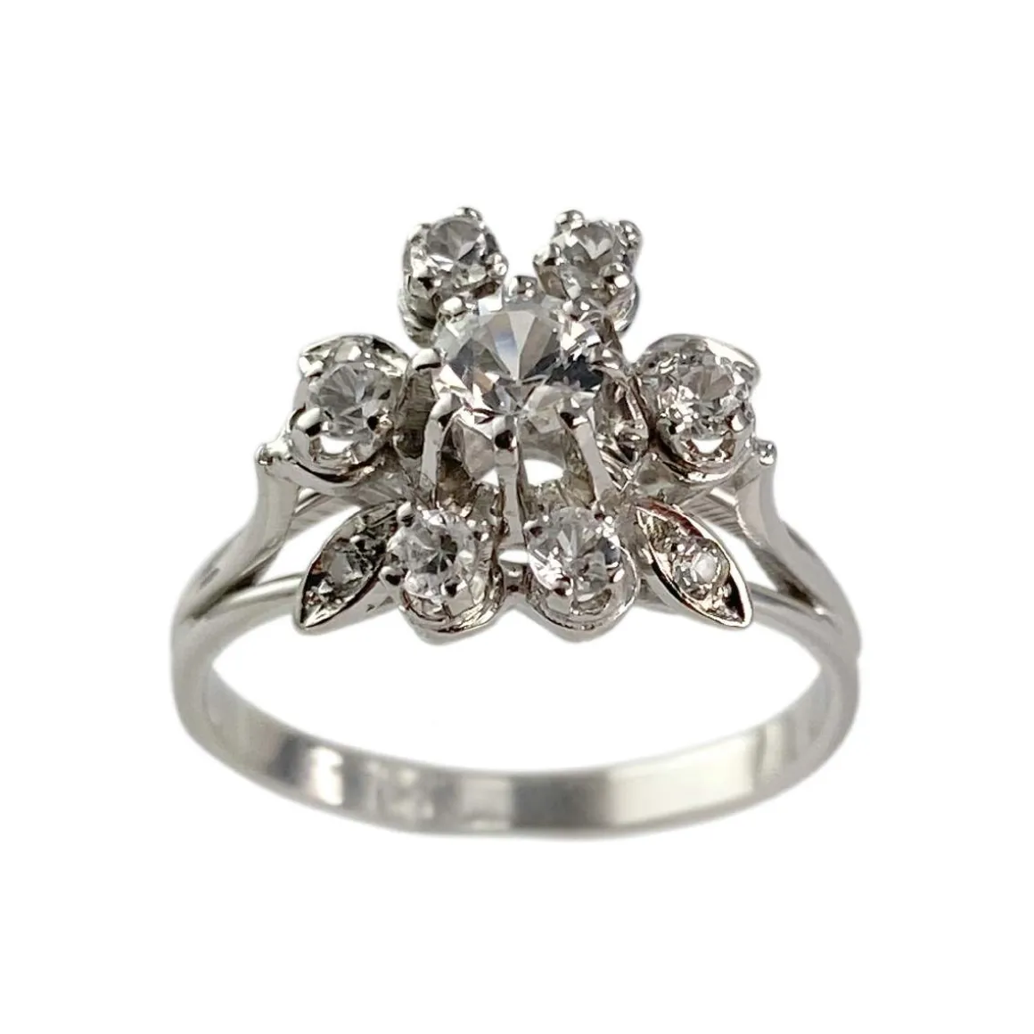 Bague d'occasion or 750 blanc pierres synthétiques