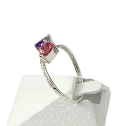 Bague d'occasion or 375 blanc pierres fines et zirconias
