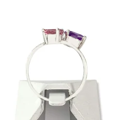 Bague d'occasion or 375 blanc pierres fines et zirconias