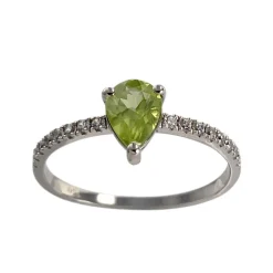 Bague d'occasion or 750 blanc péridot zirconias