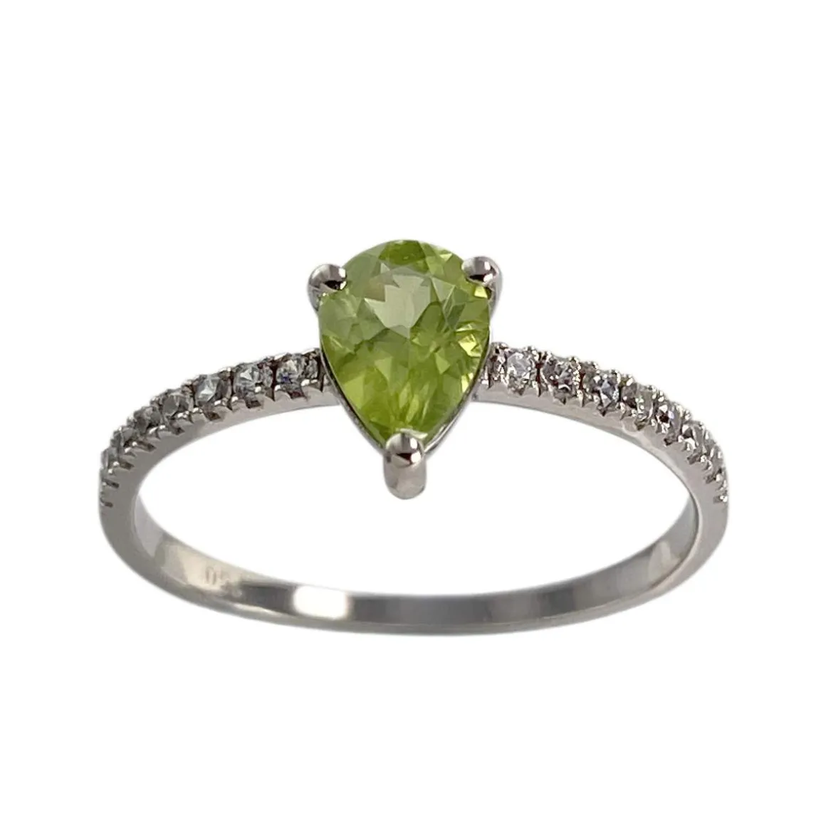 Bague d'occasion or 750 blanc péridot zirconias