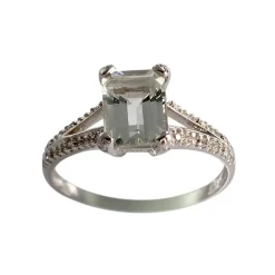 Bague d'occasion or 375 blanc quartz diamants
