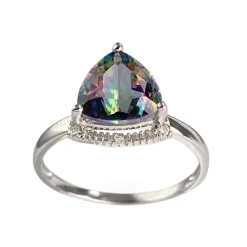 Bague d'occasion or 375 blanc quartz diamants